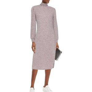 Walter Baker Turtle Neck Long Sleeve Sweater Shift Dress Knit Pink Metallic X-Sm